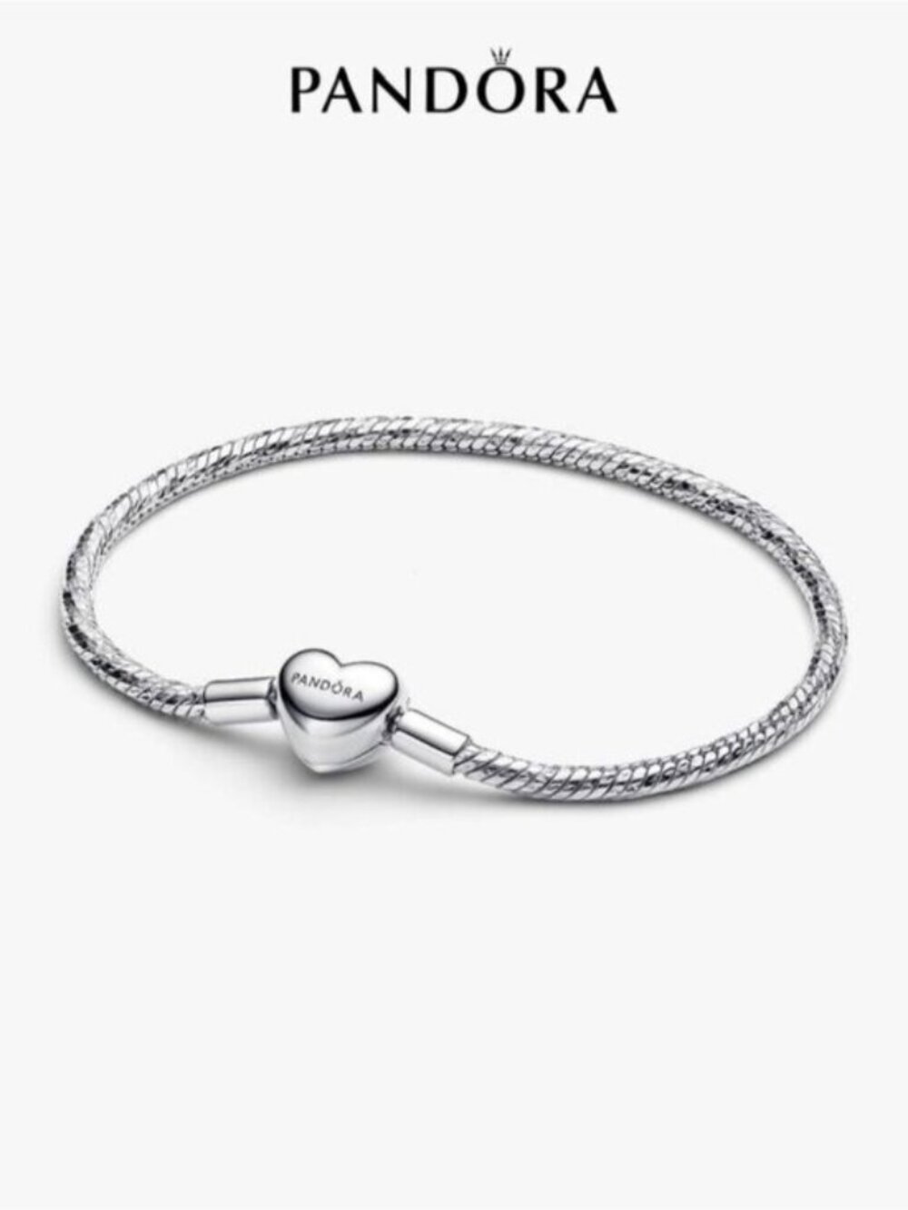 Pandora Heart Clasp Faceted Snake Chain Bracelet